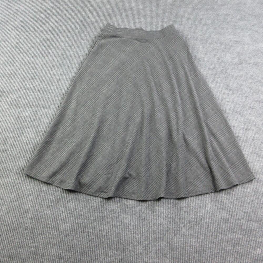 Halara Skirt Womens L Gray Plaid Flare Long Pull On Polyester Knit Elastic Waist